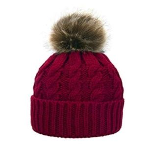 Womens Knit Fur Pom Hat